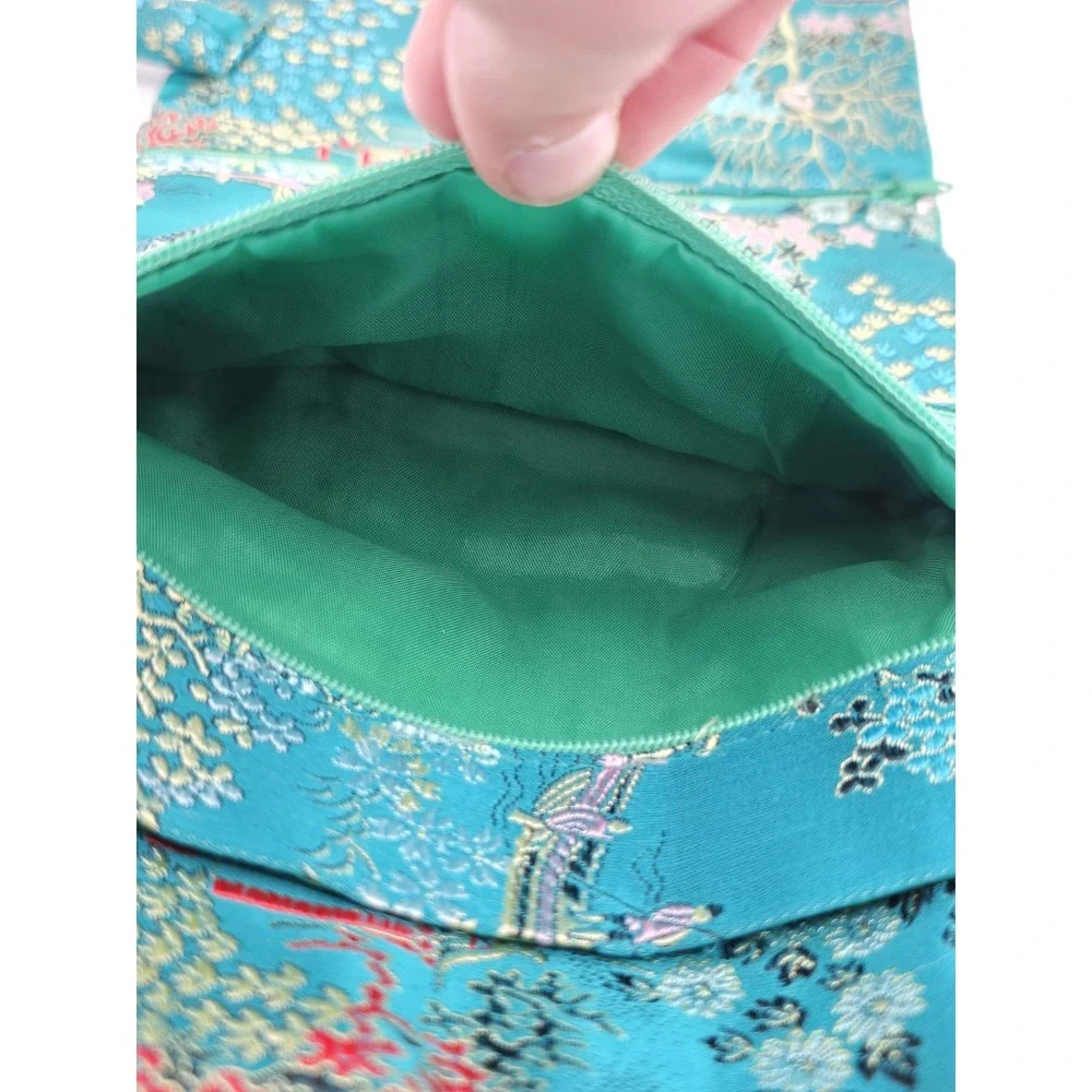 VTG‎ Turquoise Travel Jewelry Organizer Roll Foldable Jewelry Storage Holder